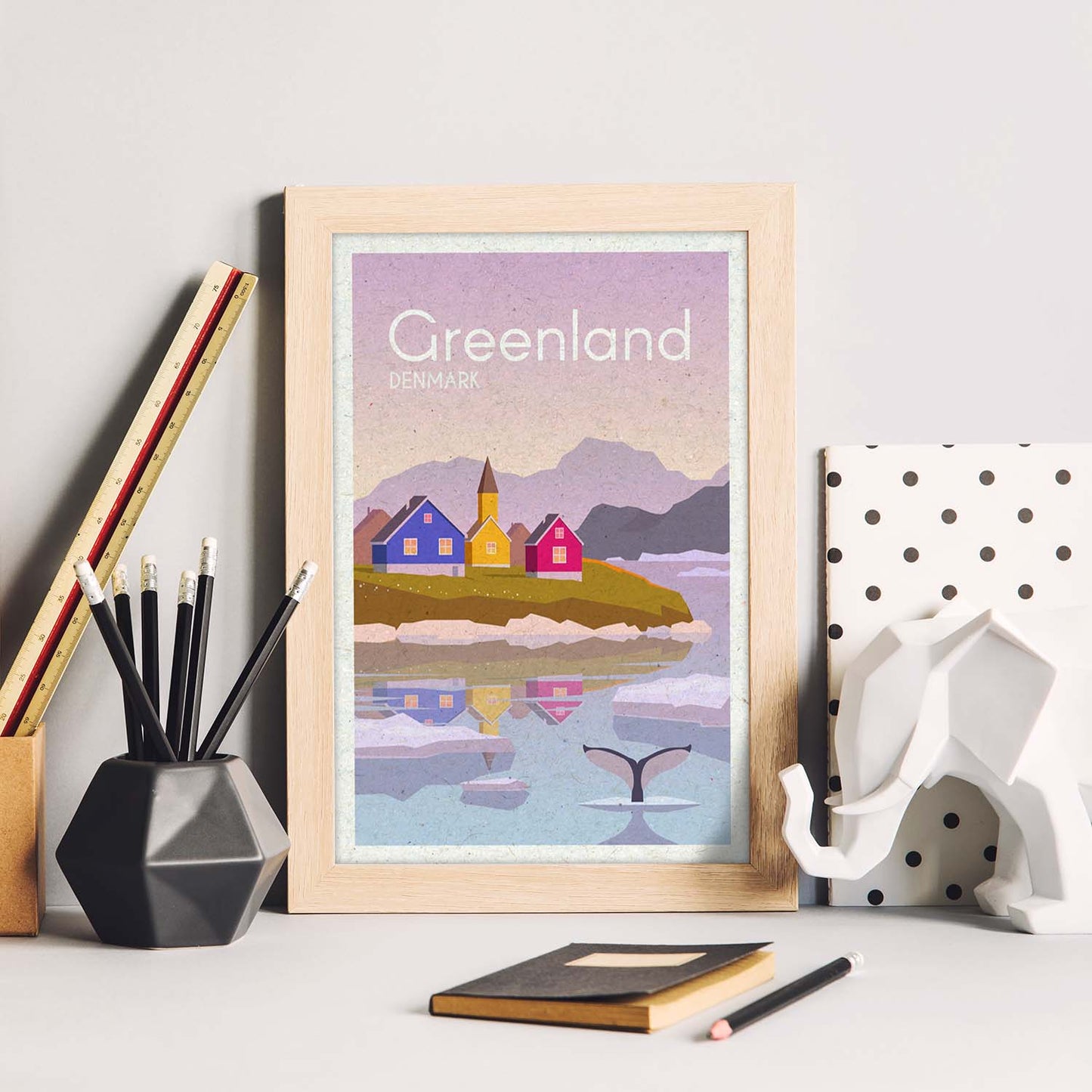 Lámina de Groenlandia. Estilo vintage. Poster ciudad en colores. Anuncio Groenlandia-Artwork-Nacnic-Nacnic Estudio SL