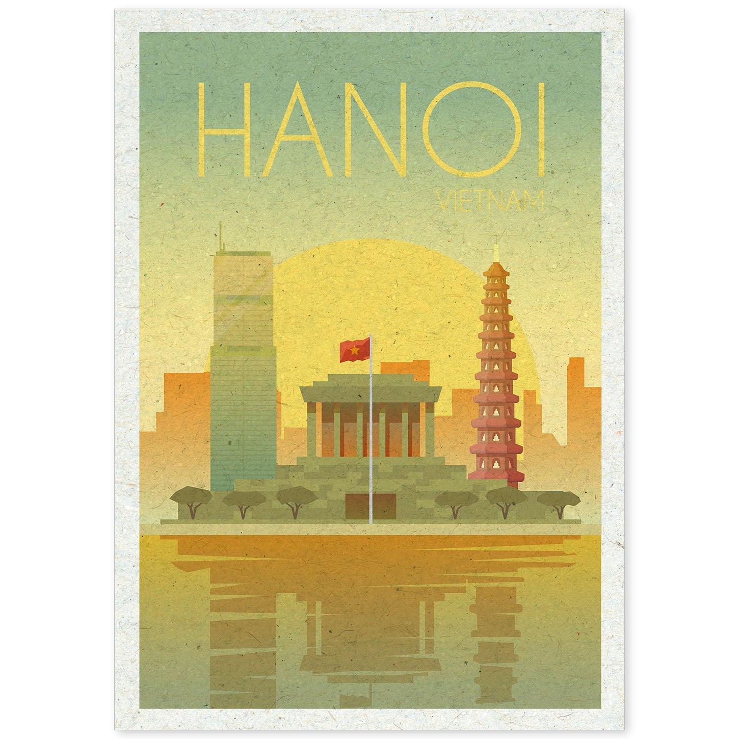 Lámina de Hanoi. Estilo vintage. Poster ciudad en colores. Anuncio Hanoi-Artwork-Nacnic-A4-Sin marco-Nacnic Estudio SL