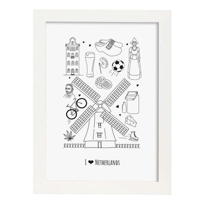 Lámina de Holanda. Pósters de países y ciudades del mundo. Imágenes de monumentos y viajes.-Artwork-Nacnic-A4-Marco Blanco-Nacnic Estudio SL