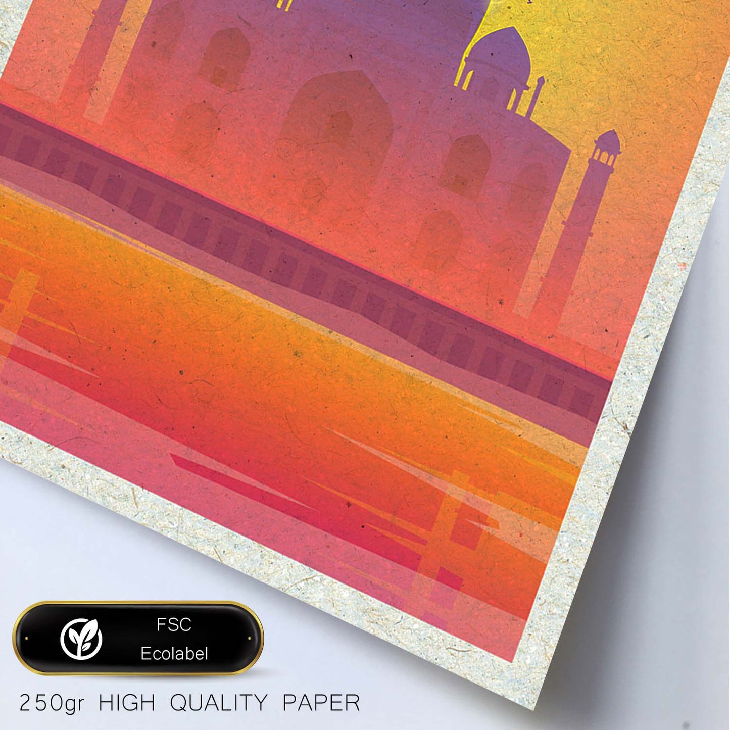 Lámina de India. Estilo vintage. Poster del Taj Mahal en colores. Anuncio India-Artwork-Nacnic-Nacnic Estudio SL
