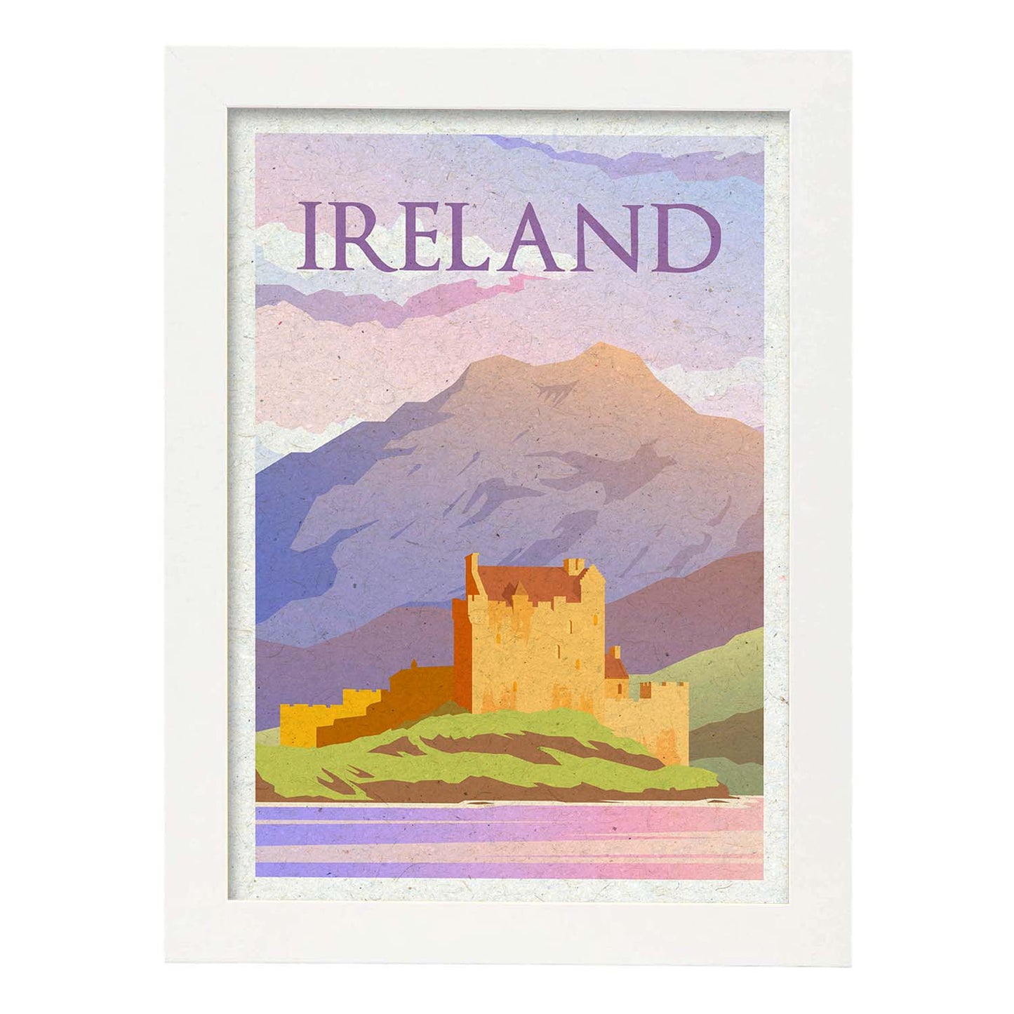 Lámina de Irlanda. Estilo vintage. Poster ciudad en colores. Anuncio Irlanda-Artwork-Nacnic-A3-Marco Blanco-Nacnic Estudio SL