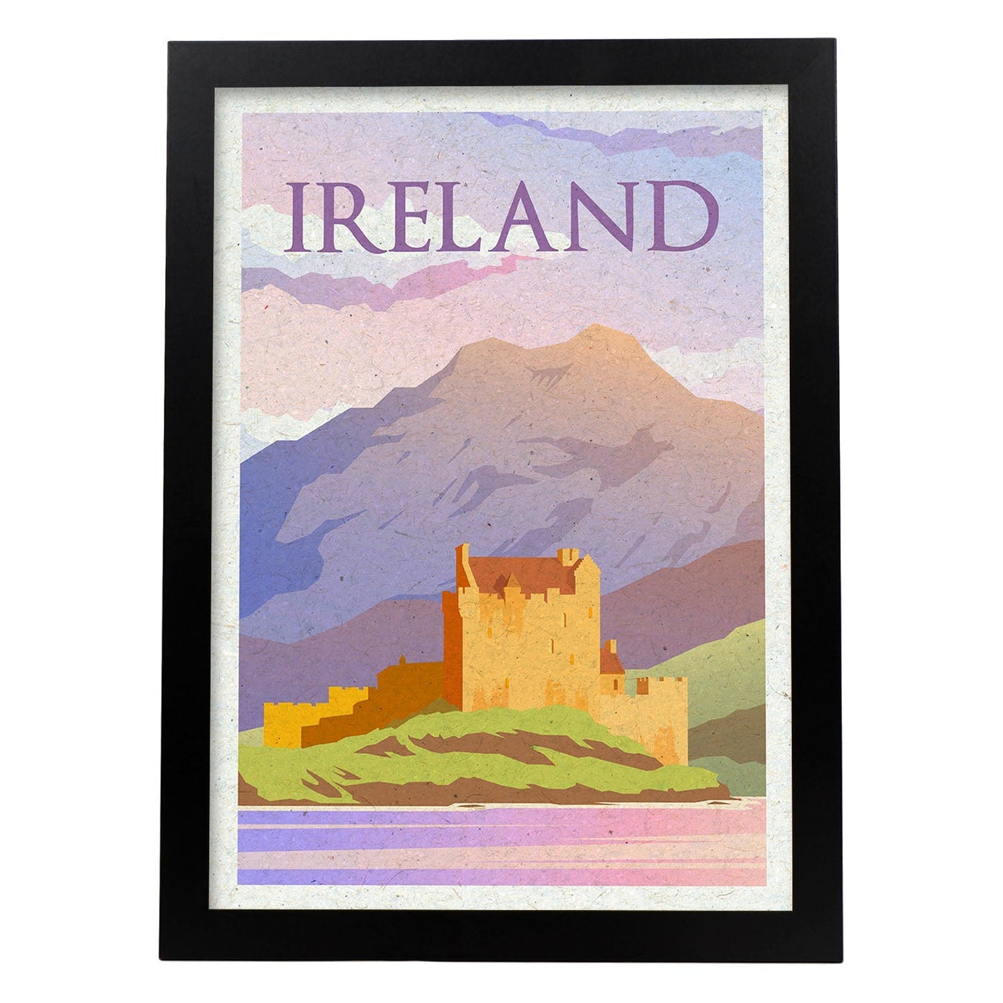 Lámina de Irlanda. Estilo vintage. Poster ciudad en colores. Anuncio Irlanda-Artwork-Nacnic-A3-Marco Negro-Nacnic Estudio SL