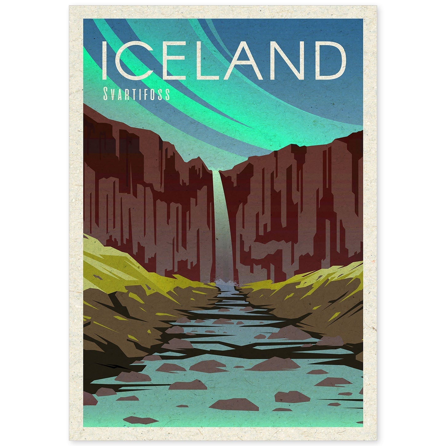 Lámina de Islandia. Estilo vintage. Poster ciudad en colores. Anuncio Islandia-Artwork-Nacnic-A4-Sin marco-Nacnic Estudio SL