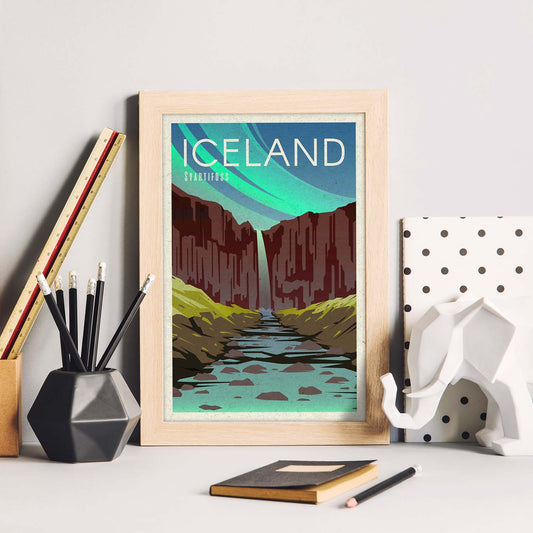 Lámina de Islandia. Estilo vintage. Poster ciudad en colores. Anuncio Islandia-Artwork-Nacnic-Nacnic Estudio SL