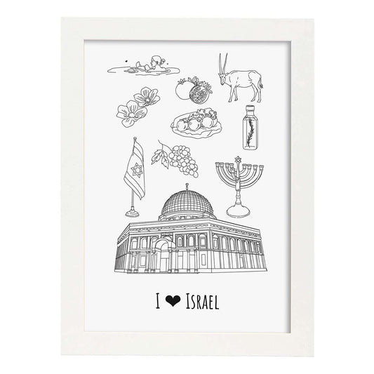 Lámina de Israel. Pósters de países y ciudades del mundo. Imágenes de monumentos y viajes.-Artwork-Nacnic-A4-Marco Blanco-Nacnic Estudio SL