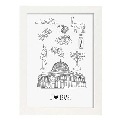Lámina de Israel. Pósters de países y ciudades del mundo. Imágenes de monumentos y viajes.-Artwork-Nacnic-A4-Marco Blanco-Nacnic Estudio SL