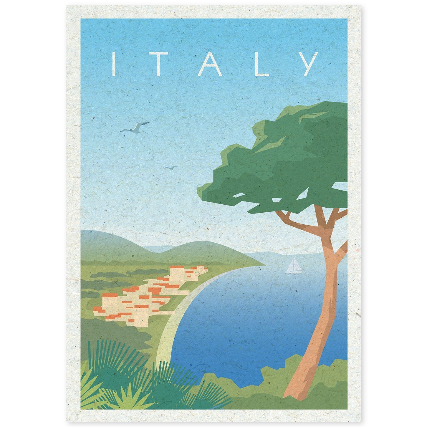 Lámina de Italia. Estilo vintage. Poster ciudad en colores. Anuncio Italia-Artwork-Nacnic-A4-Sin marco-Nacnic Estudio SL
