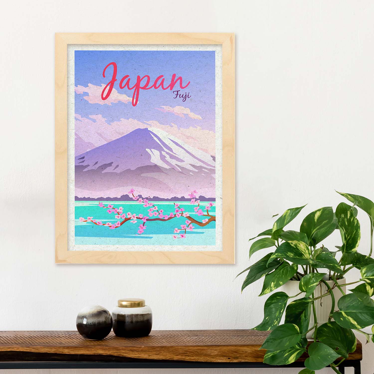 Lámina de Japon. Estilo vintage. Poster del Monte Fuji en colores. Anuncio Japon-Artwork-Nacnic-Nacnic Estudio SL