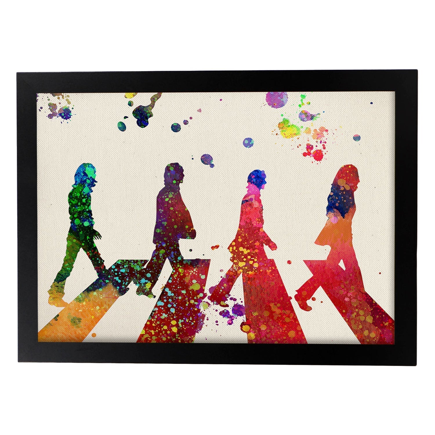 Lámina de la banda de música The Beatles (paso de cebra) en . Poster estilo explosión de color. Lámina de papel 250 gr.-Artwork-Nacnic-A3-Marco Negro-Nacnic Estudio SL