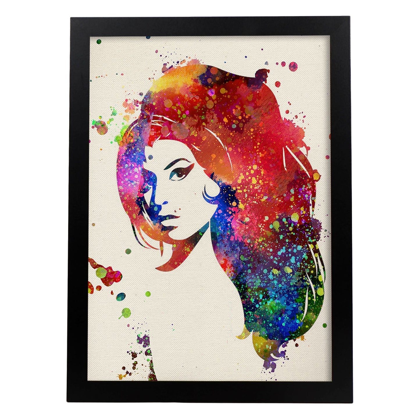 Lámina de la famosa Amy Winehouse en estilo explosión de color . Poster coleccción músicos. Papel 250 gr .-Artwork-Nacnic-A3-Marco Negro-Nacnic Estudio SL