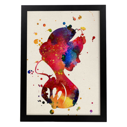 Lámina de la famosa pelicula BLANCANIEVES en estilo explosión de color . Poster coleccción peliculas. Papel 250 gr alta calidad.-Artwork-Nacnic-A4-Marco Negro-Nacnic Estudio SL
