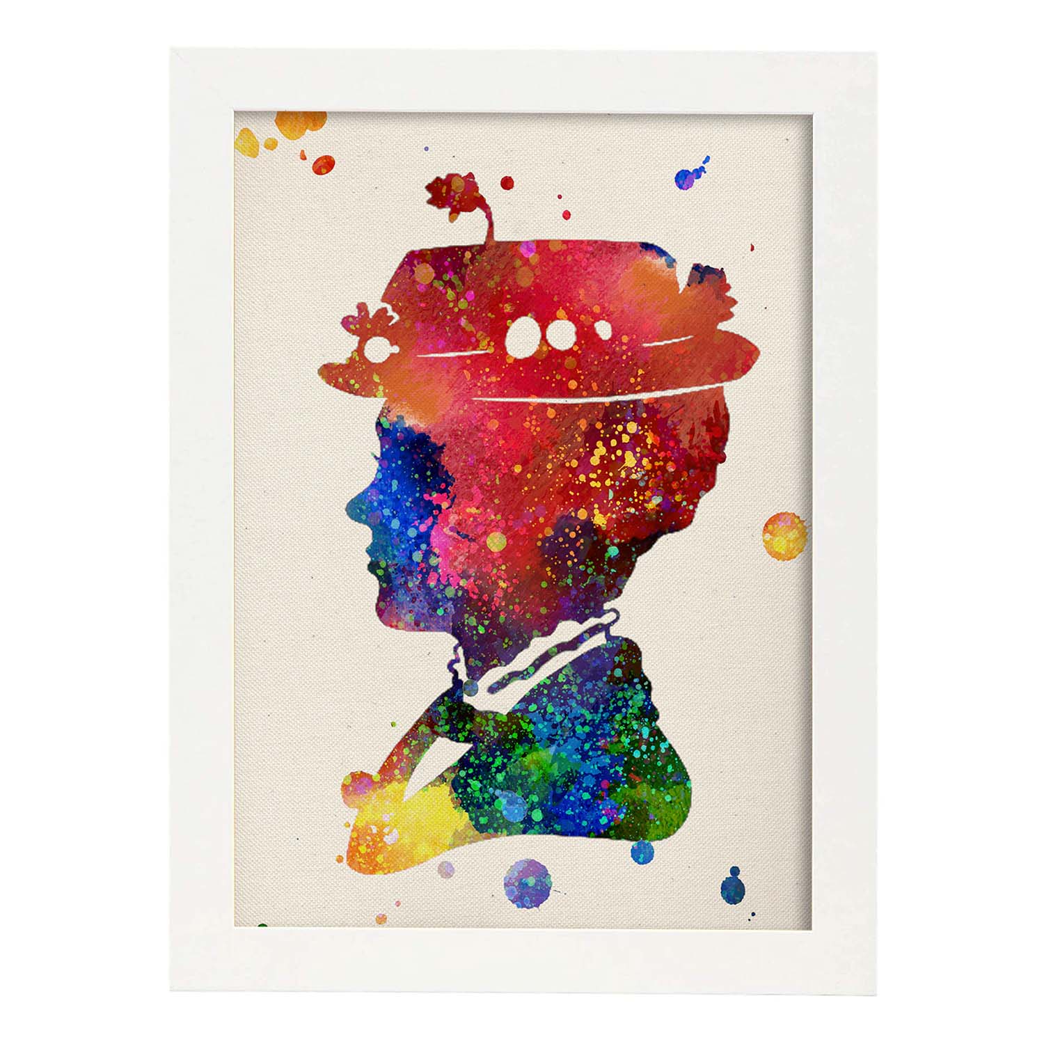 Lámina de la famosa pelicula Mary Poppins (perfil) en Poster estilo explosión de color .-Artwork-Nacnic-A3-Marco Blanco-Nacnic Estudio SL