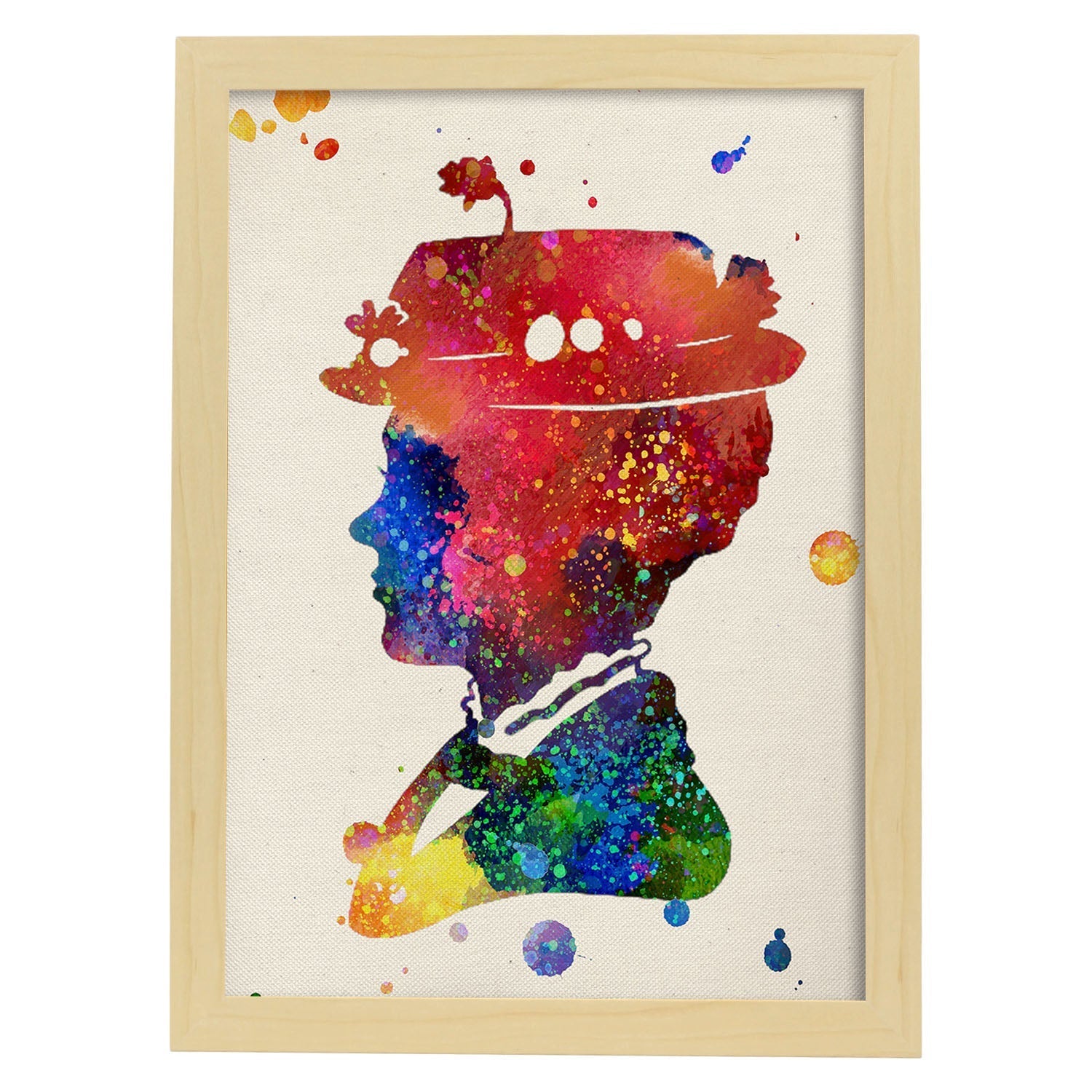 Lámina de la famosa pelicula Mary Poppins (perfil) en Poster estilo explosión de color .-Artwork-Nacnic-A3-Marco Madera clara-Nacnic Estudio SL