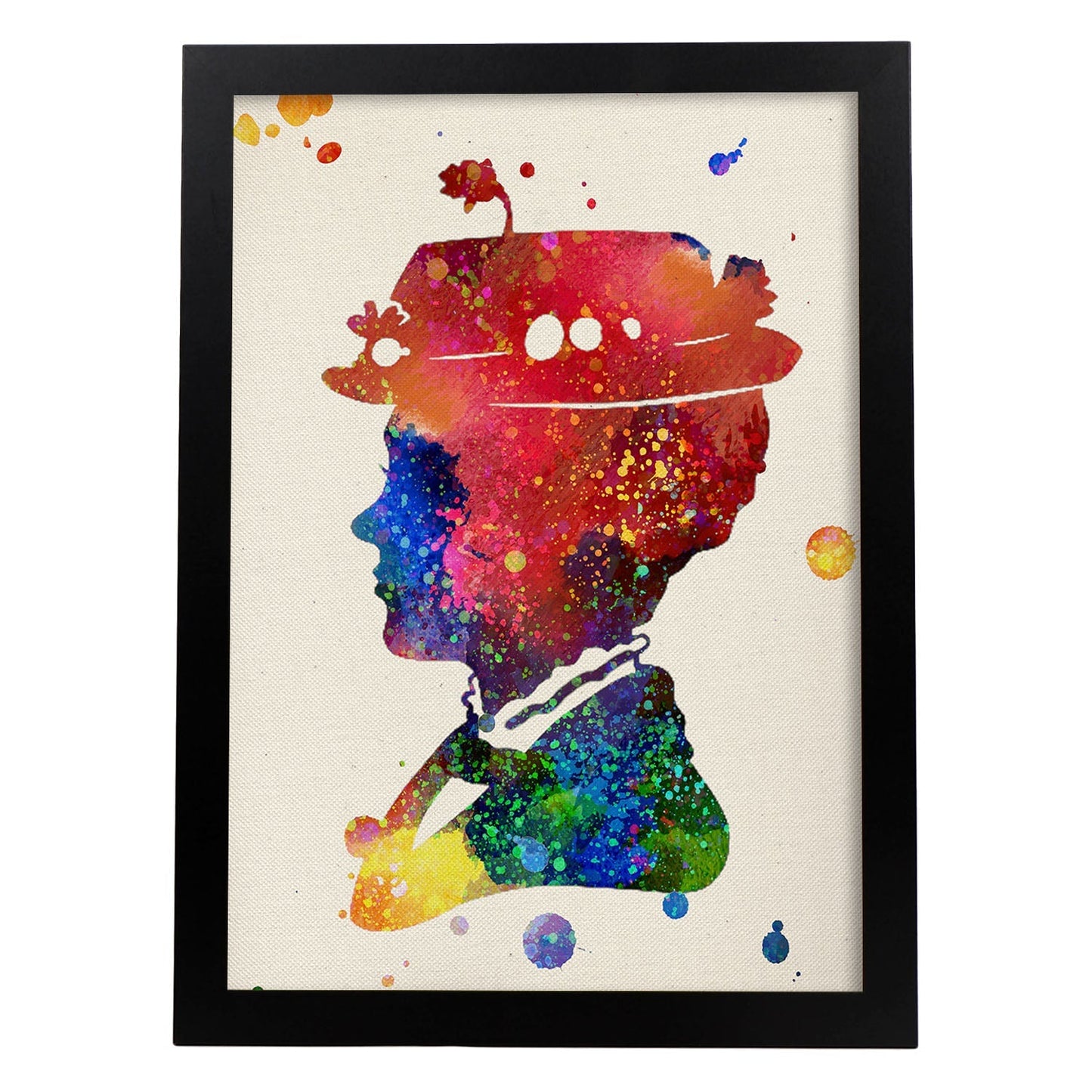 Lámina de la famosa pelicula Mary Poppins (perfil) en Poster estilo explosión de color .-Artwork-Nacnic-A3-Marco Negro-Nacnic Estudio SL