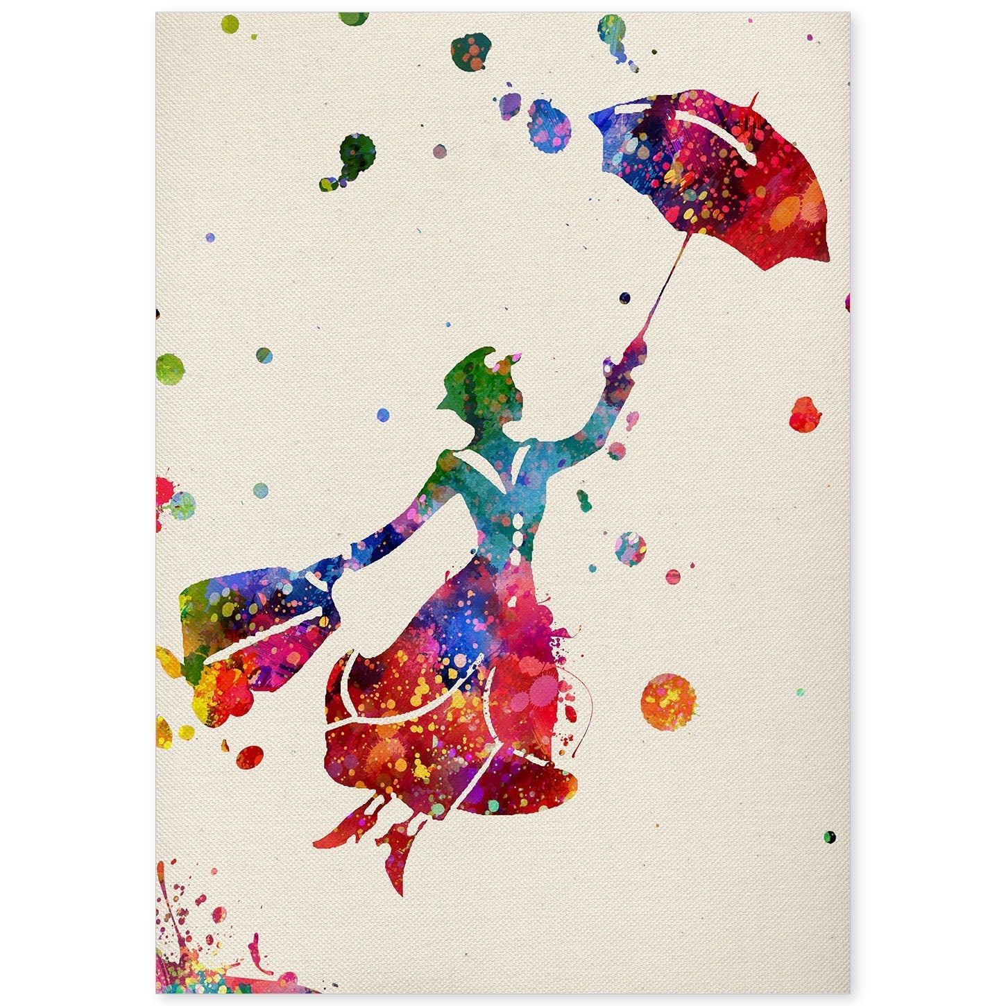 Lámina de la famosa pelicula Mary Poppins (volando) en Poster estilo explosión de color . Papel 250 gr.-Artwork-Nacnic-A4-Sin marco-Nacnic Estudio SL