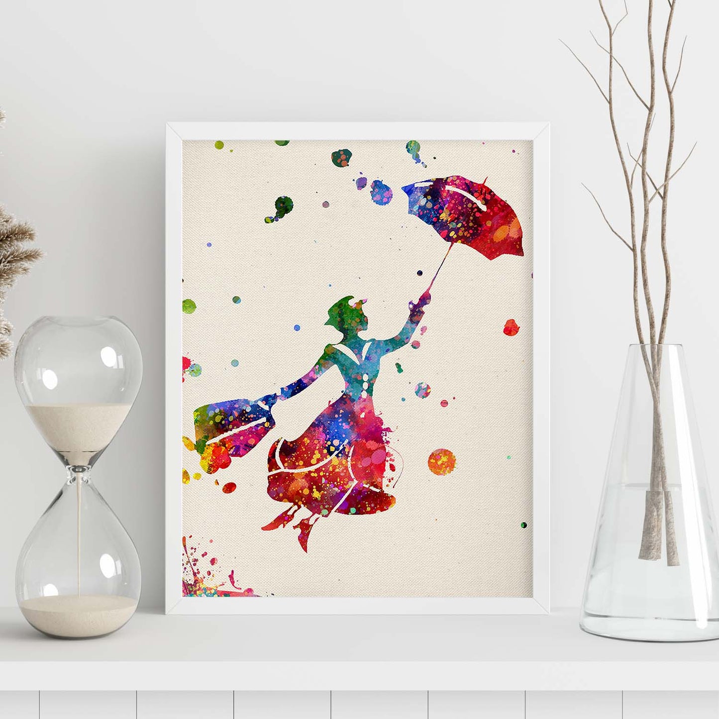 Lámina de la famosa pelicula Mary Poppins (volando) en Poster estilo explosión de color . Papel 250 gr.-Artwork-Nacnic-Nacnic Estudio SL