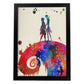 Lámina de la famosa pelicula Pesadilla antes de Navidad en Poster estilo explosión de color .-Artwork-Nacnic-A4-Marco Negro-Nacnic Estudio SL