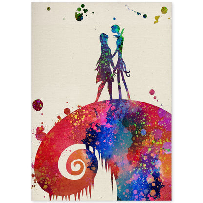 Lámina de la famosa pelicula Pesadilla antes de Navidad en Poster estilo explosión de color .-Artwork-Nacnic-A4-Sin marco-Nacnic Estudio SL