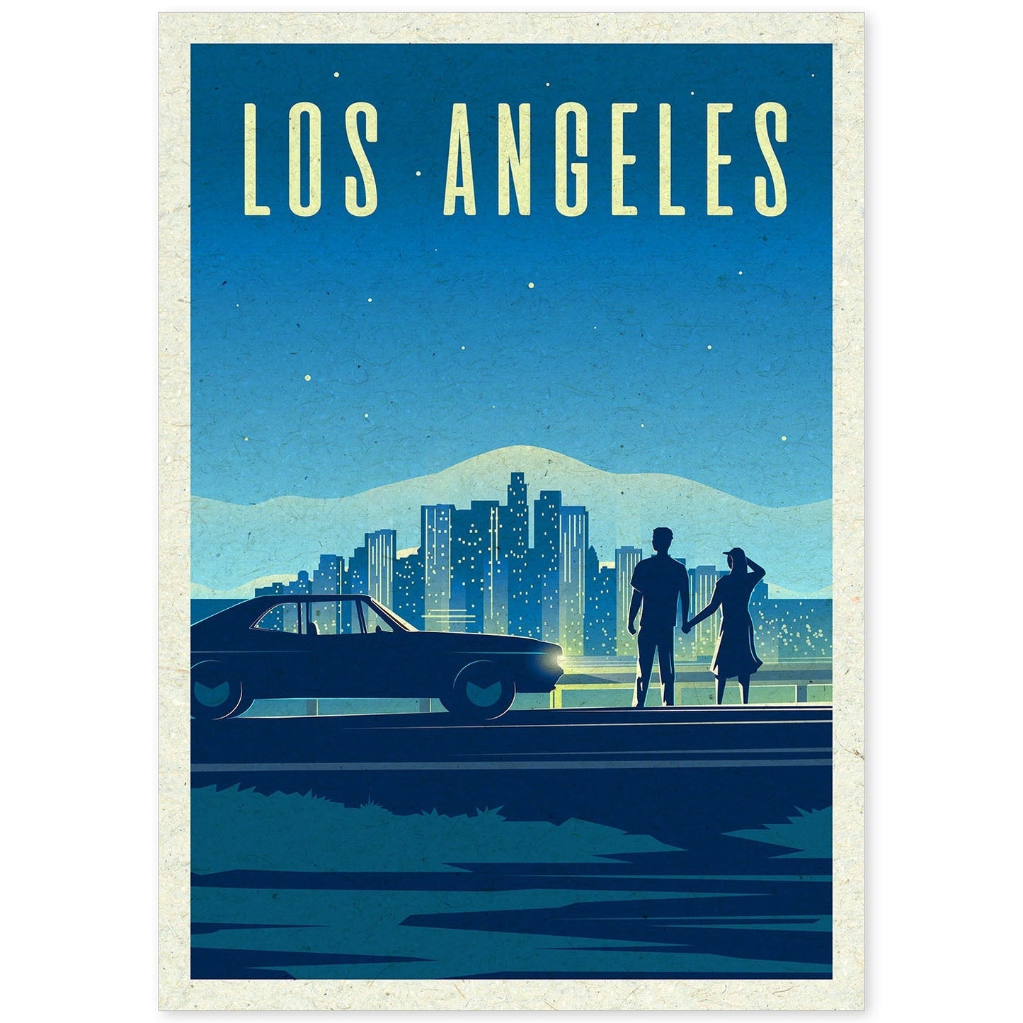 Lámina de Los Angeles. Estilo vintage. Poster ciudad en colores. Anuncio Estados Unidos-Artwork-Nacnic-A4-Sin marco-Nacnic Estudio SL