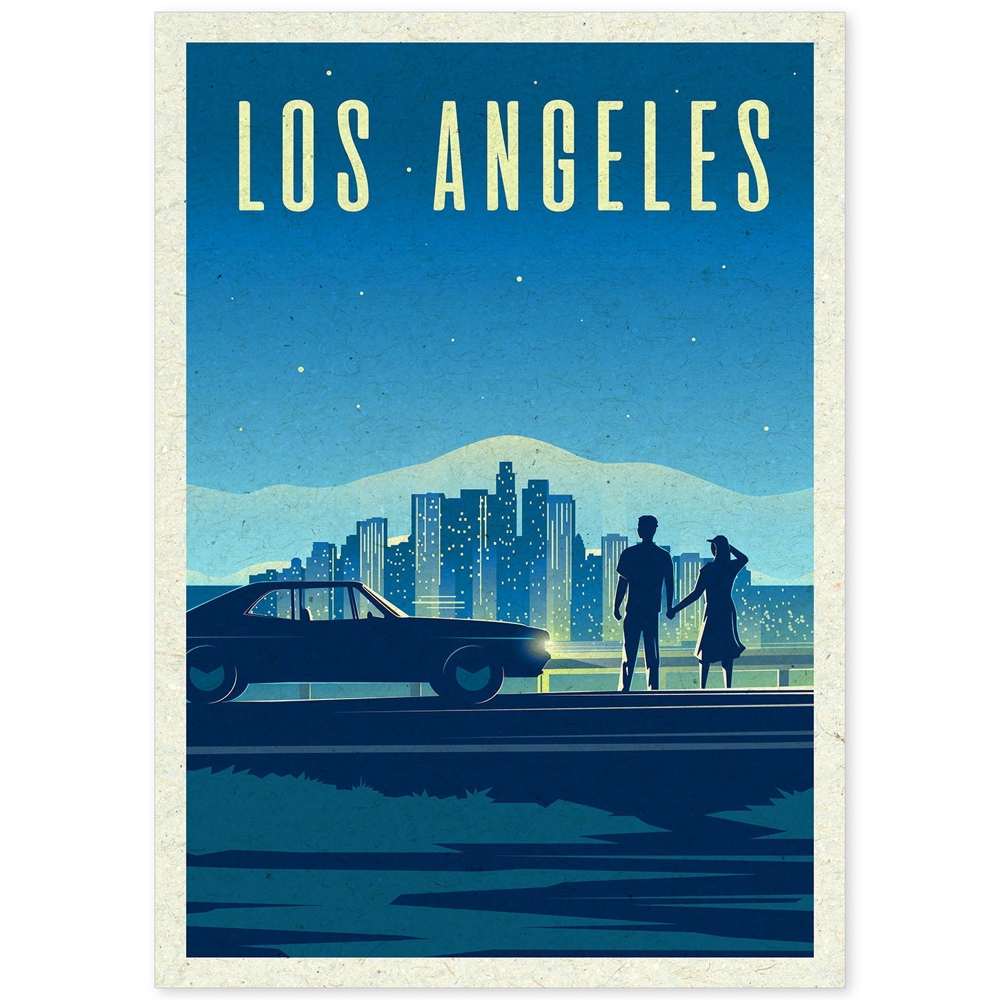 Lámina de Los Angeles. Estilo vintage. Poster ciudad en colores. Anuncio Estados Unidos-Artwork-Nacnic-A4-Sin marco-Nacnic Estudio SL