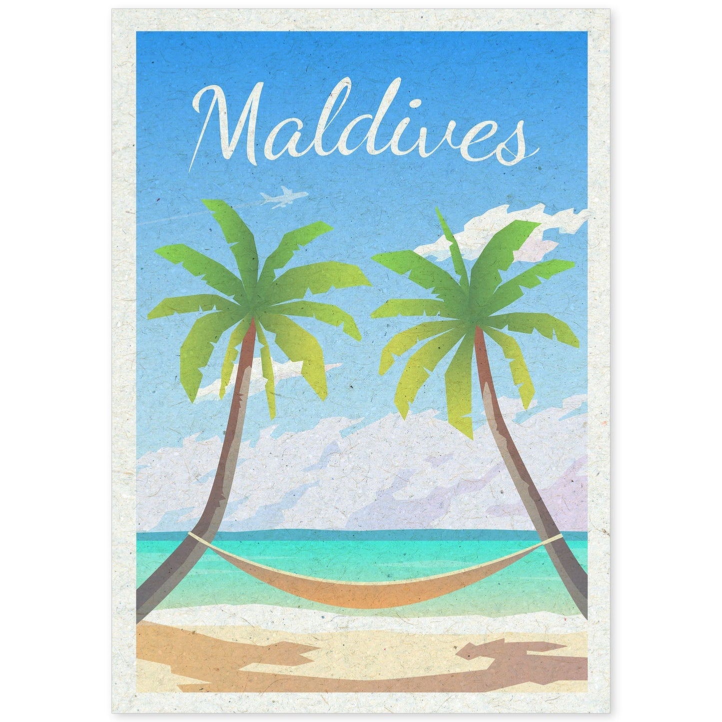 Lámina de Maldivas. Estilo vintage. Poster ciudad en colores. Anuncio Maldivas-Artwork-Nacnic-A4-Sin marco-Nacnic Estudio SL