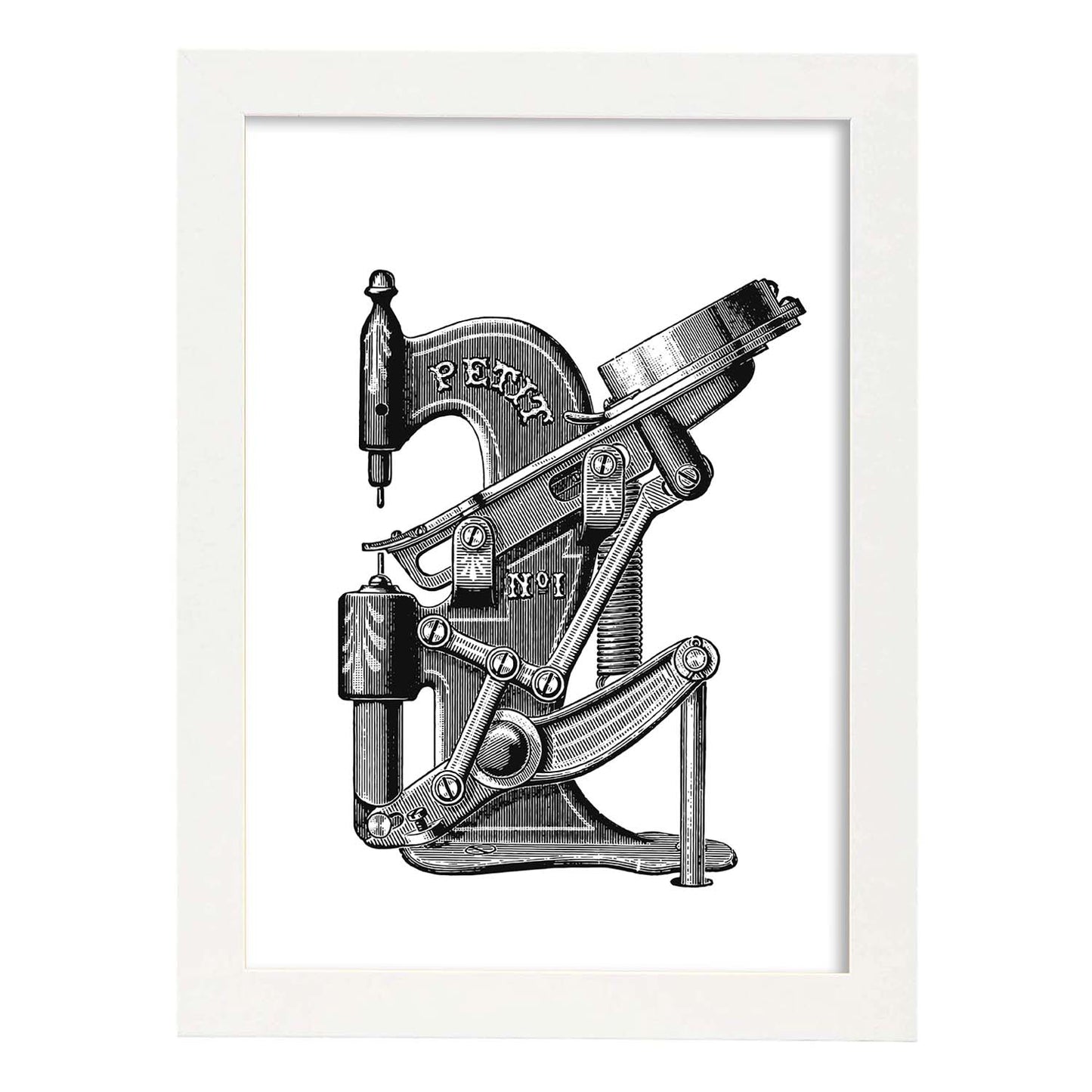 Lámina de Maquina de coser. Posters con objetos vintage.-Artwork-Nacnic-A3-Marco Blanco-Nacnic Estudio SL