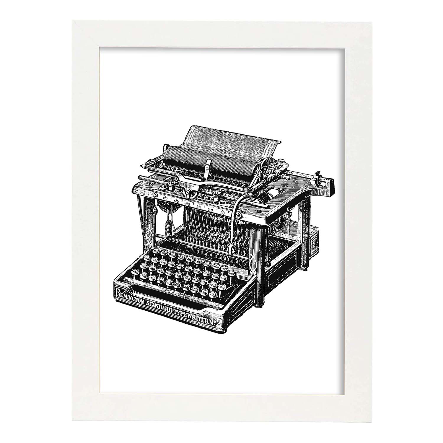 Lámina de Máquina de escribir. Posters con objetos vintage.-Artwork-Nacnic-A3-Marco Blanco-Nacnic Estudio SL