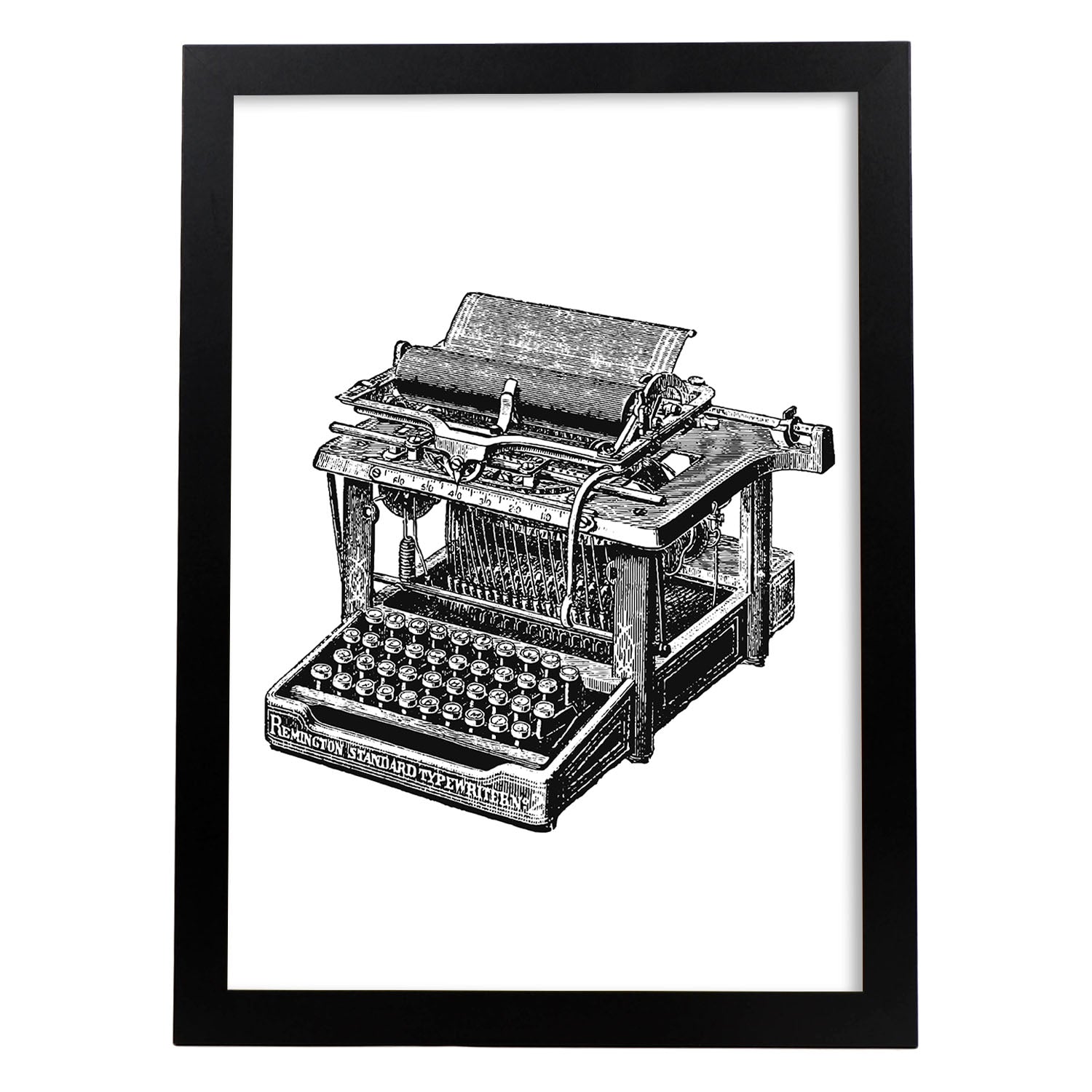 Lámina de Máquina de escribir. Posters con objetos vintage.-Artwork-Nacnic-A3-Marco Negro-Nacnic Estudio SL