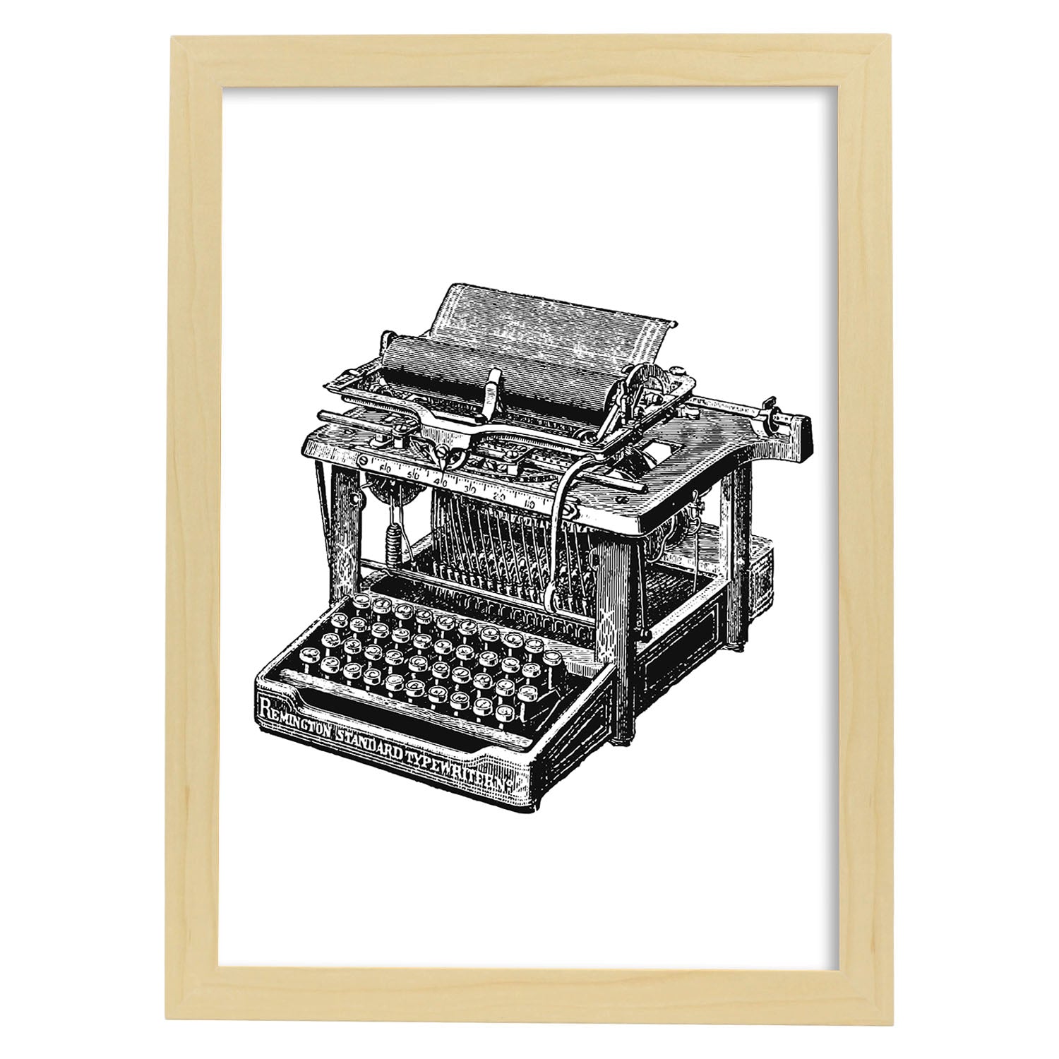 Lámina de Máquina de escribir. Posters con objetos vintage.-Artwork-Nacnic-A4-Marco Madera clara-Nacnic Estudio SL
