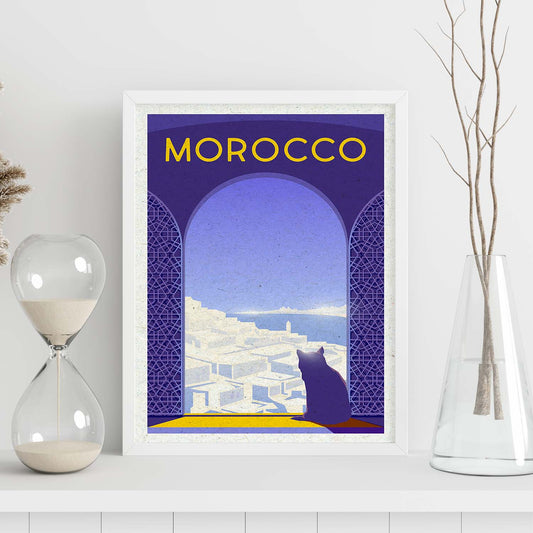 Lámina de Marruecos. Estilo vintage. Poster ciudad en colores. Anuncio Marruecos-Artwork-Nacnic-Nacnic Estudio SL