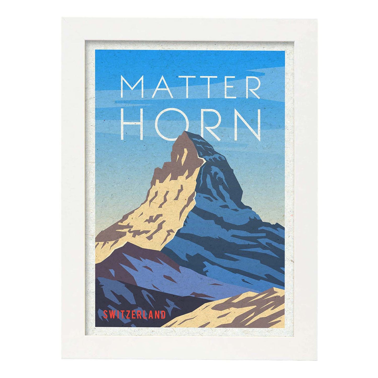 Lámina de Matterhorn. Estilo vintage. Poster ciudad en colores. Anuncio Matterhorn-Artwork-Nacnic-A3-Marco Blanco-Nacnic Estudio SL
