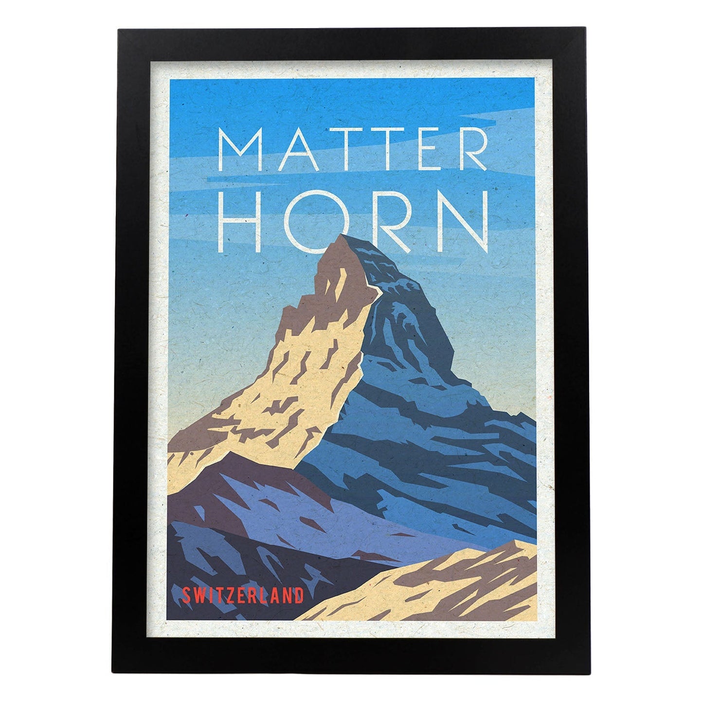Lámina de Matterhorn. Estilo vintage. Poster ciudad en colores. Anuncio Matterhorn-Artwork-Nacnic-A3-Marco Negro-Nacnic Estudio SL