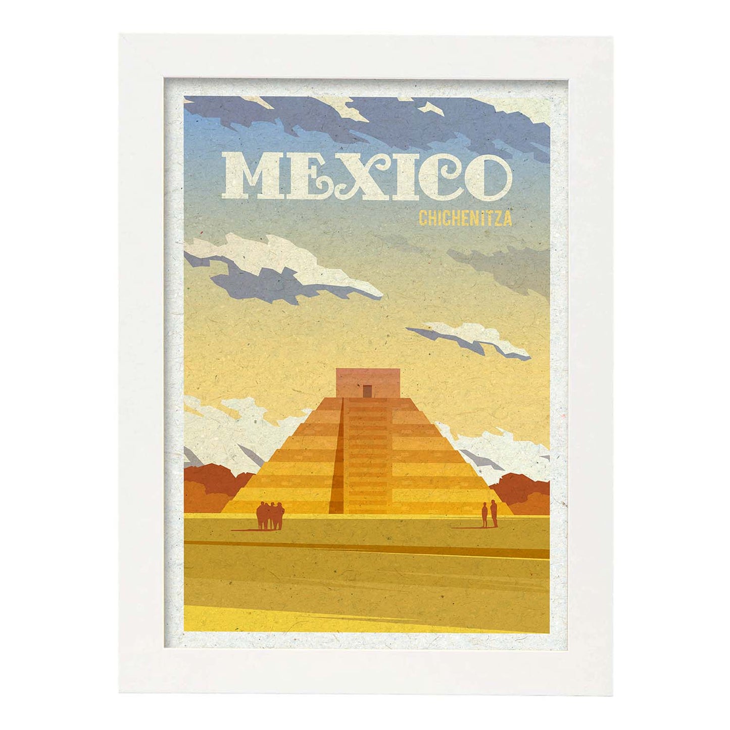 Lámina de Mexico. Estilo vintage. Poster ciudad en colores. Anuncio Mexico-Artwork-Nacnic-A3-Marco Blanco-Nacnic Estudio SL