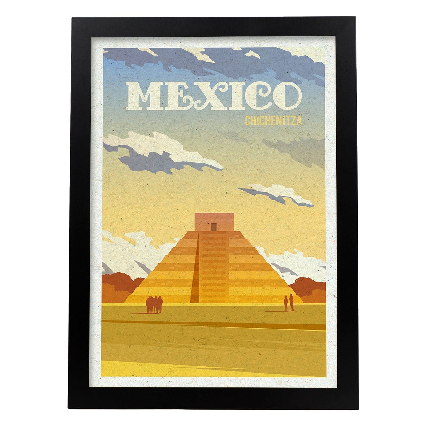 Lámina de Mexico. Estilo vintage. Poster ciudad en colores. Anuncio Mexico-Artwork-Nacnic-A3-Marco Negro-Nacnic Estudio SL