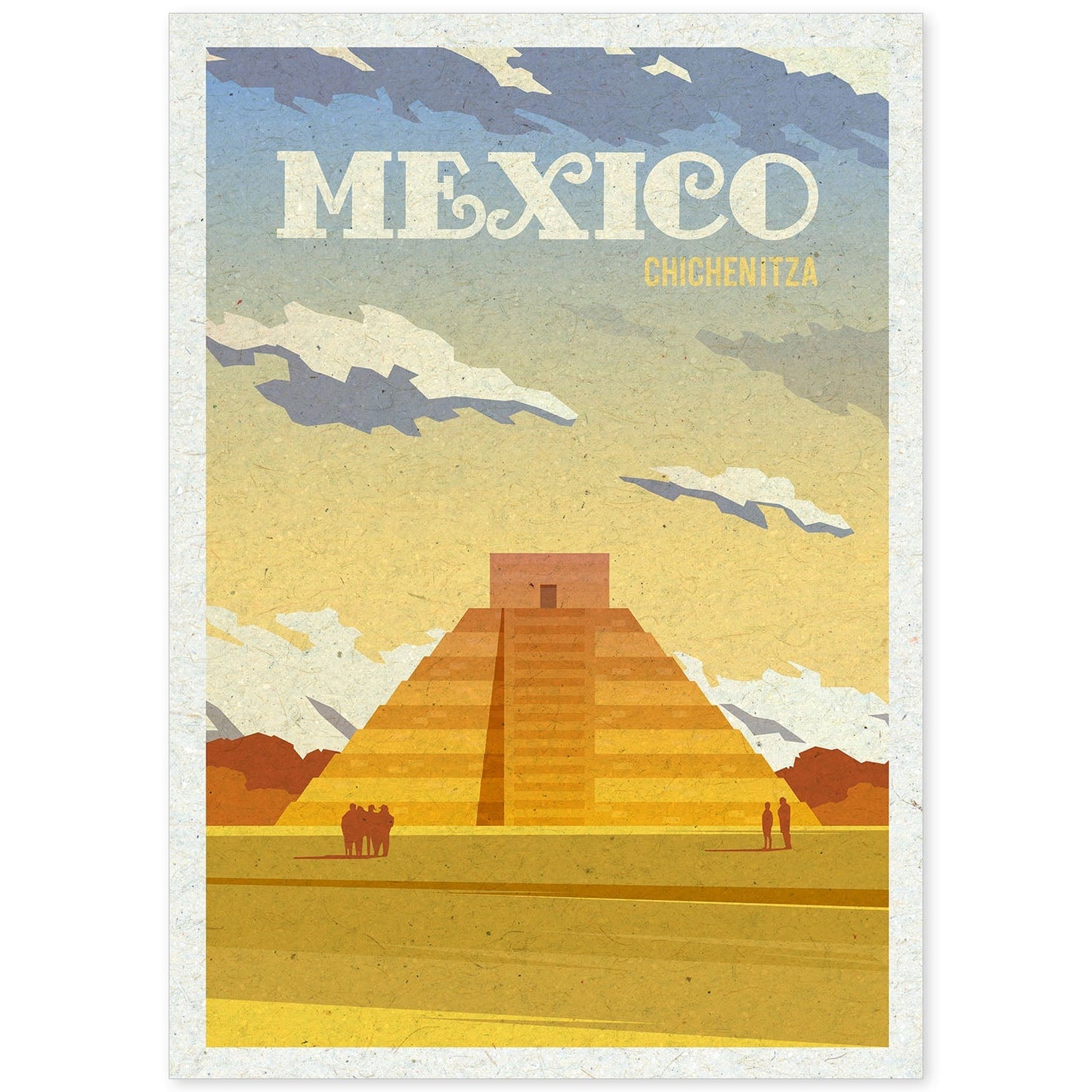 Lámina de Mexico. Estilo vintage. Poster ciudad en colores. Anuncio Mexico-Artwork-Nacnic-A4-Sin marco-Nacnic Estudio SL