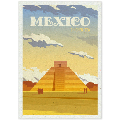 Lámina de Mexico. Estilo vintage. Poster ciudad en colores. Anuncio Mexico-Artwork-Nacnic-A4-Sin marco-Nacnic Estudio SL