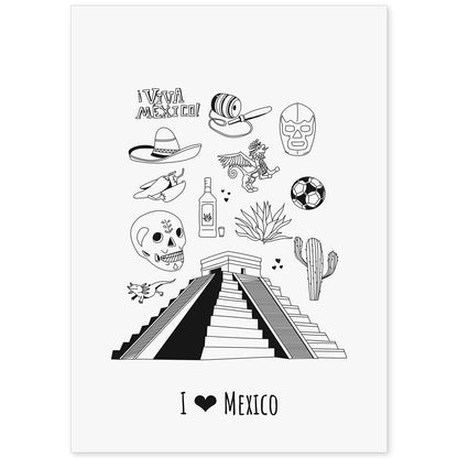 Lámina de México. Pósters de países y ciudades del mundo. Imágenes de monumentos y viajes.-Artwork-Nacnic-A4-Sin marco-Nacnic Estudio SL