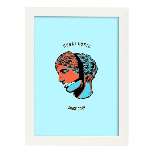 Lámina de Neoclásico. Pósters con bustos minimalistas de los dioses de la mitología griega.-Artwork-Nacnic-A4-Marco Blanco-Nacnic Estudio SL