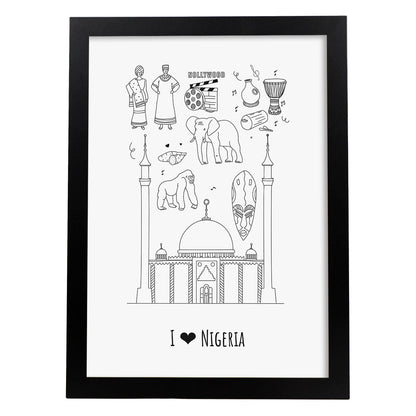 Lámina de Nigeria. Pósters de países y ciudades del mundo. Imágenes de monumentos y viajes.-Artwork-Nacnic-A4-Marco Negro-Nacnic Estudio SL