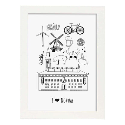Lámina de Noruega. Pósters de países y ciudades del mundo. Imágenes de monumentos y viajes.-Artwork-Nacnic-A4-Marco Blanco-Nacnic Estudio SL