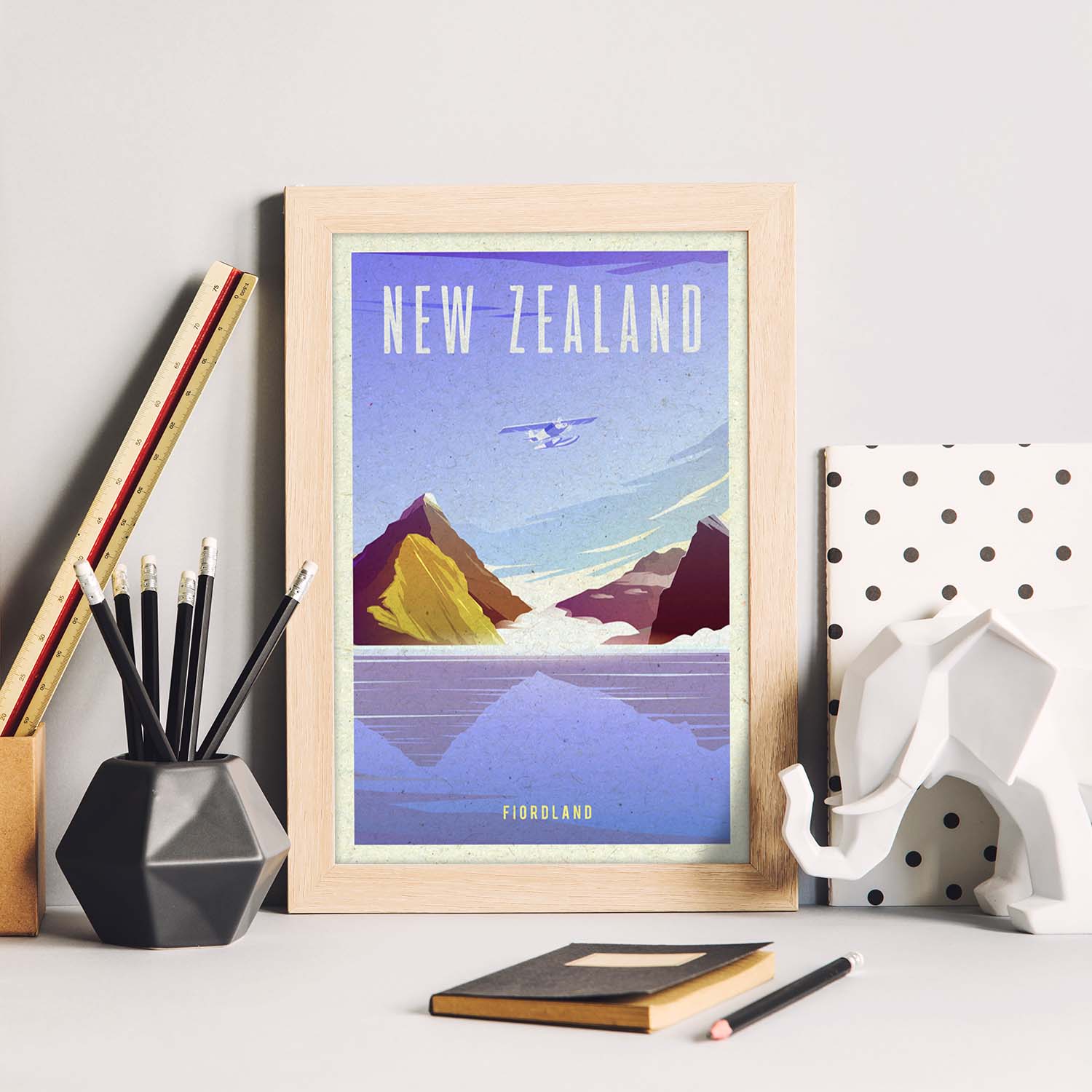 Lámina de Nueva Zelanda. Estilo vintage. Poster ciudad en colores. Anuncio Nueva Zelanda-Artwork-Nacnic-Nacnic Estudio SL