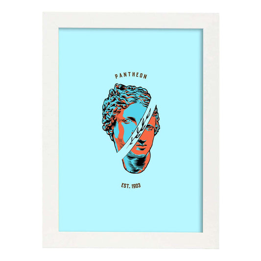 Lámina de Panteón. Pósters con bustos minimalistas de los dioses de la mitología griega.-Artwork-Nacnic-A4-Marco Blanco-Nacnic Estudio SL