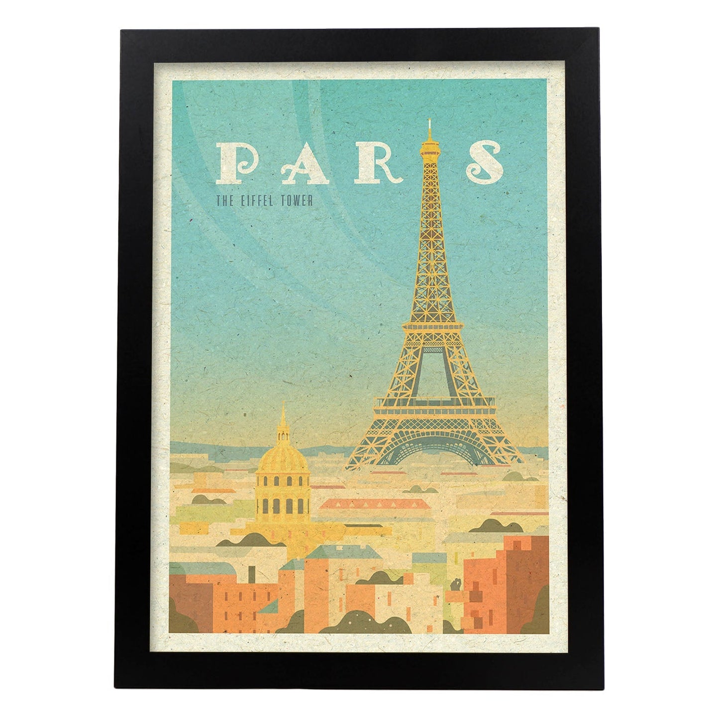 Lámina de Paris 2. Estilo vintage. Poster ciudad en colores. Anuncio Paris 2-Artwork-Nacnic-A3-Marco Negro-Nacnic Estudio SL