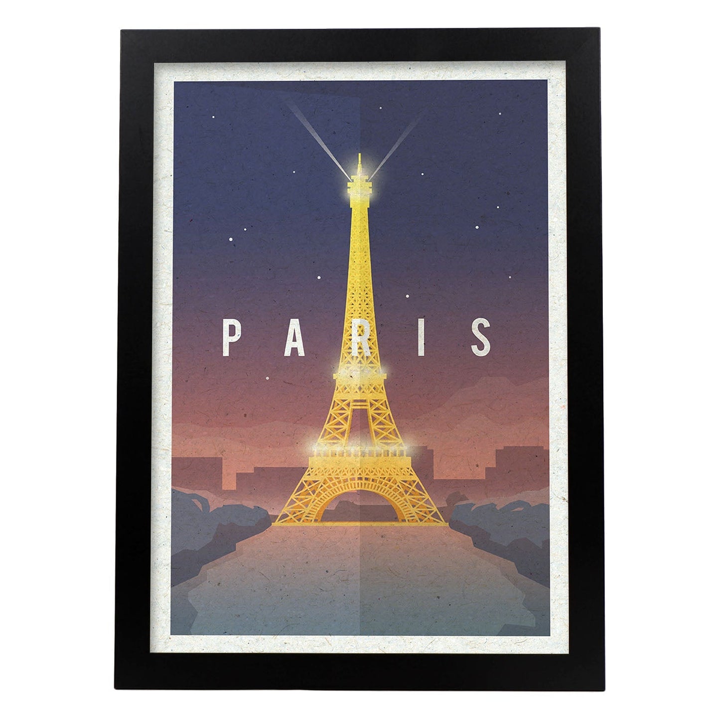Lámina de Paris. Estilo vintage. Poster Torre Eiffel en colores. Anuncio Paris-Artwork-Nacnic-A3-Marco Negro-Nacnic Estudio SL