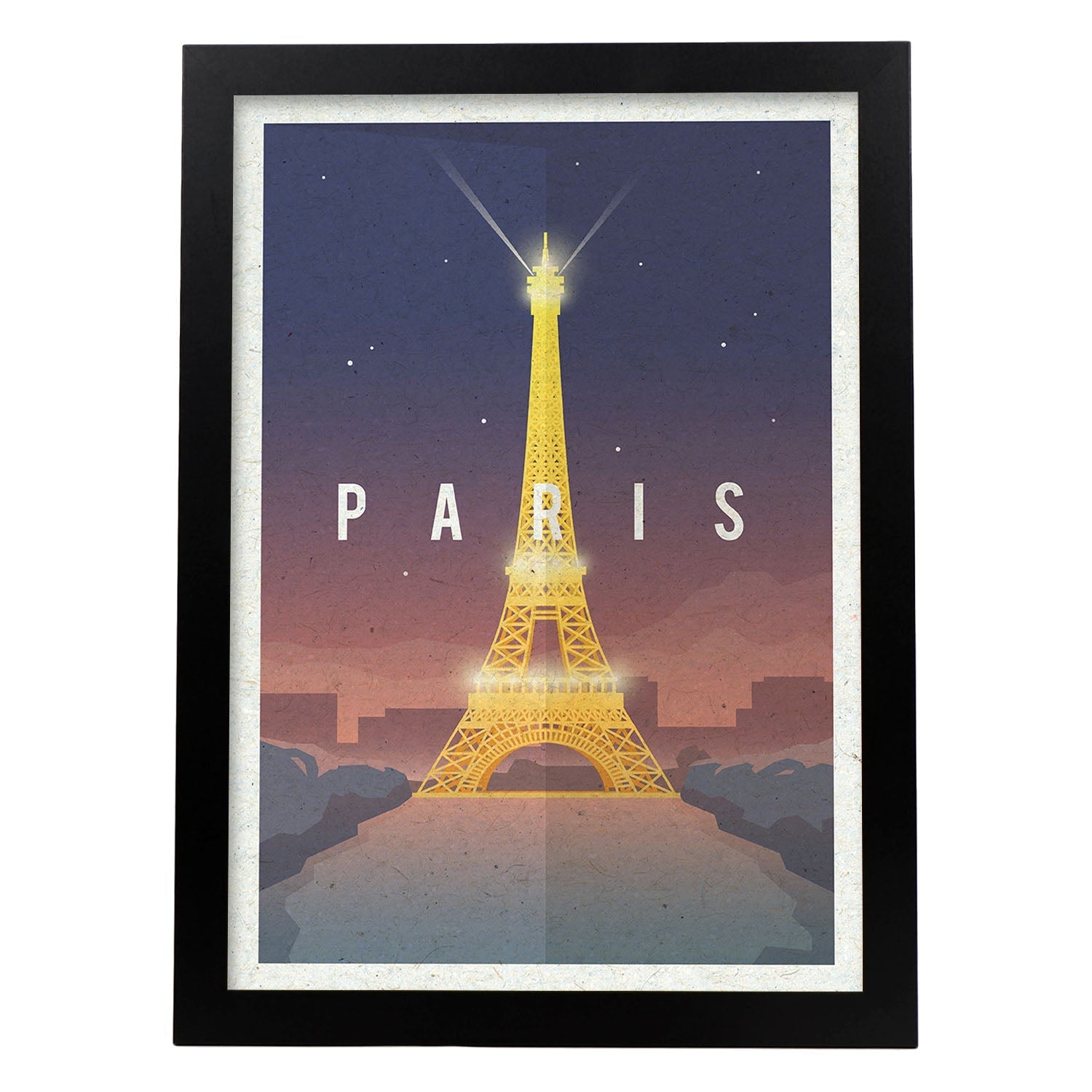 Lámina de Paris. Estilo vintage. Poster Torre Eiffel en colores. Anuncio Paris-Artwork-Nacnic-A3-Marco Negro-Nacnic Estudio SL