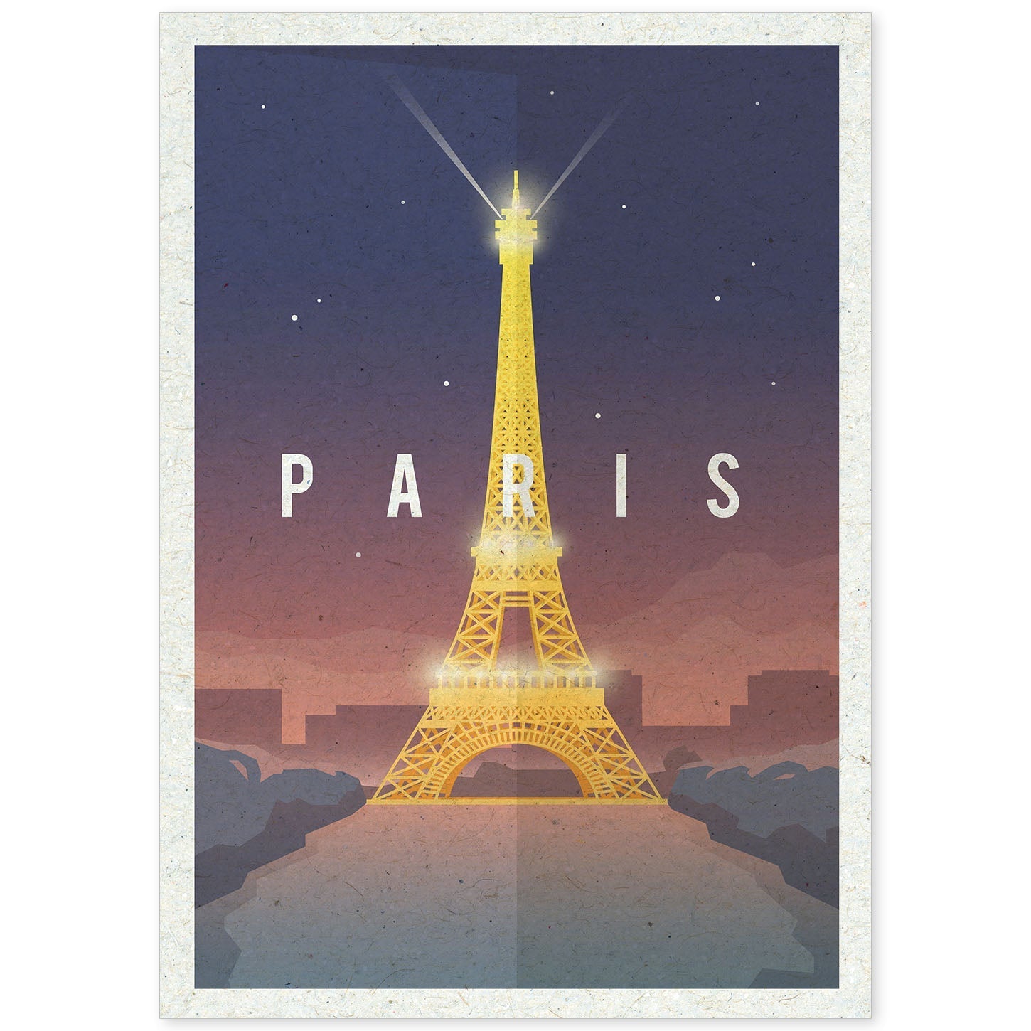 Lámina de Paris. Estilo vintage. Poster Torre Eiffel en colores. Anuncio Paris-Artwork-Nacnic-A4-Sin marco-Nacnic Estudio SL