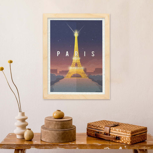 Lámina de Paris. Estilo vintage. Poster Torre Eiffel en colores. Anuncio Paris-Artwork-Nacnic-Nacnic Estudio SL