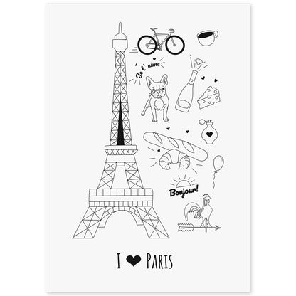 Lámina de Paris. Pósters de países y ciudades del mundo. Imágenes de monumentos y viajes.-Artwork-Nacnic-A4-Sin marco-Nacnic Estudio SL