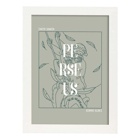 Lámina de Perseo. Pósters con ilustraciones minimalistas de los dioses de la mitología griega.-Artwork-Nacnic-A4-Marco Blanco-Nacnic Estudio SL