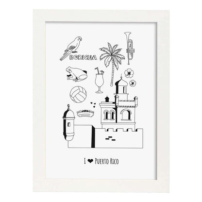 Lámina de Puerto Rico. Pósters de países y ciudades del mundo. Imágenes de monumentos y viajes.-Artwork-Nacnic-A4-Marco Blanco-Nacnic Estudio SL